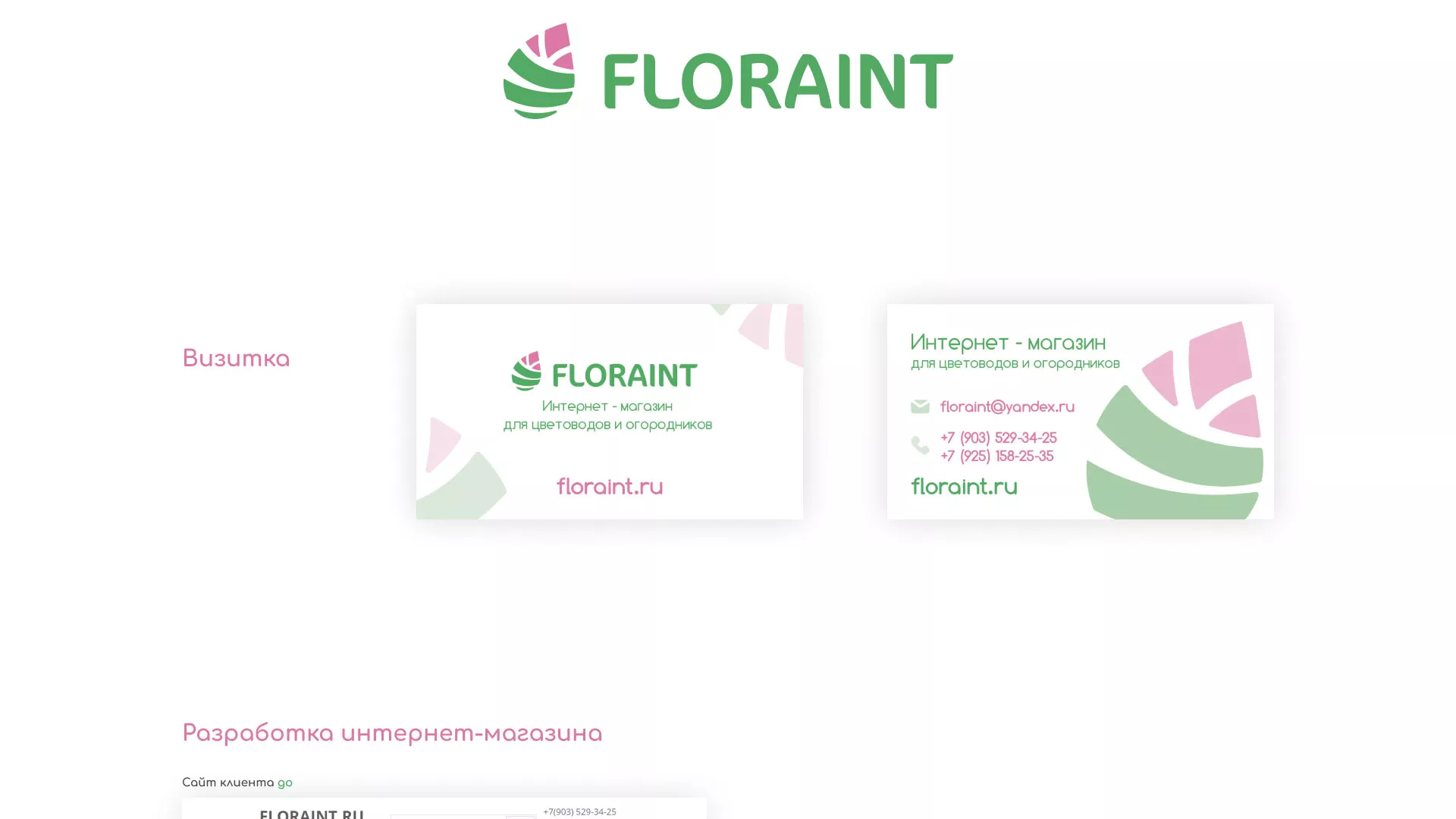 Создание логотипа и интернет-магазина «FLORAINT» в Таганроге