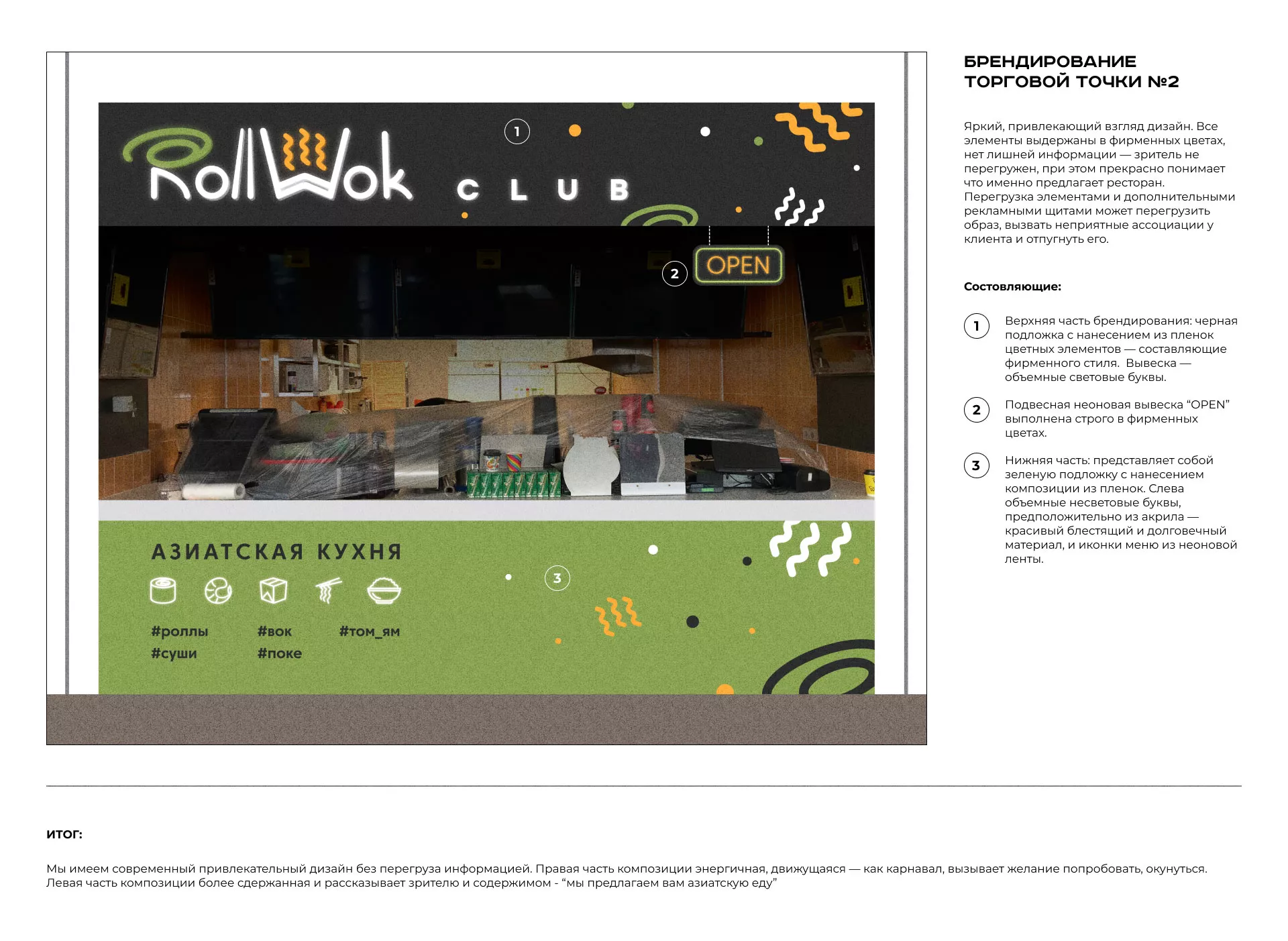 Брендирование торговых точек суши-бара «Roll Wok Club» в Таганроге