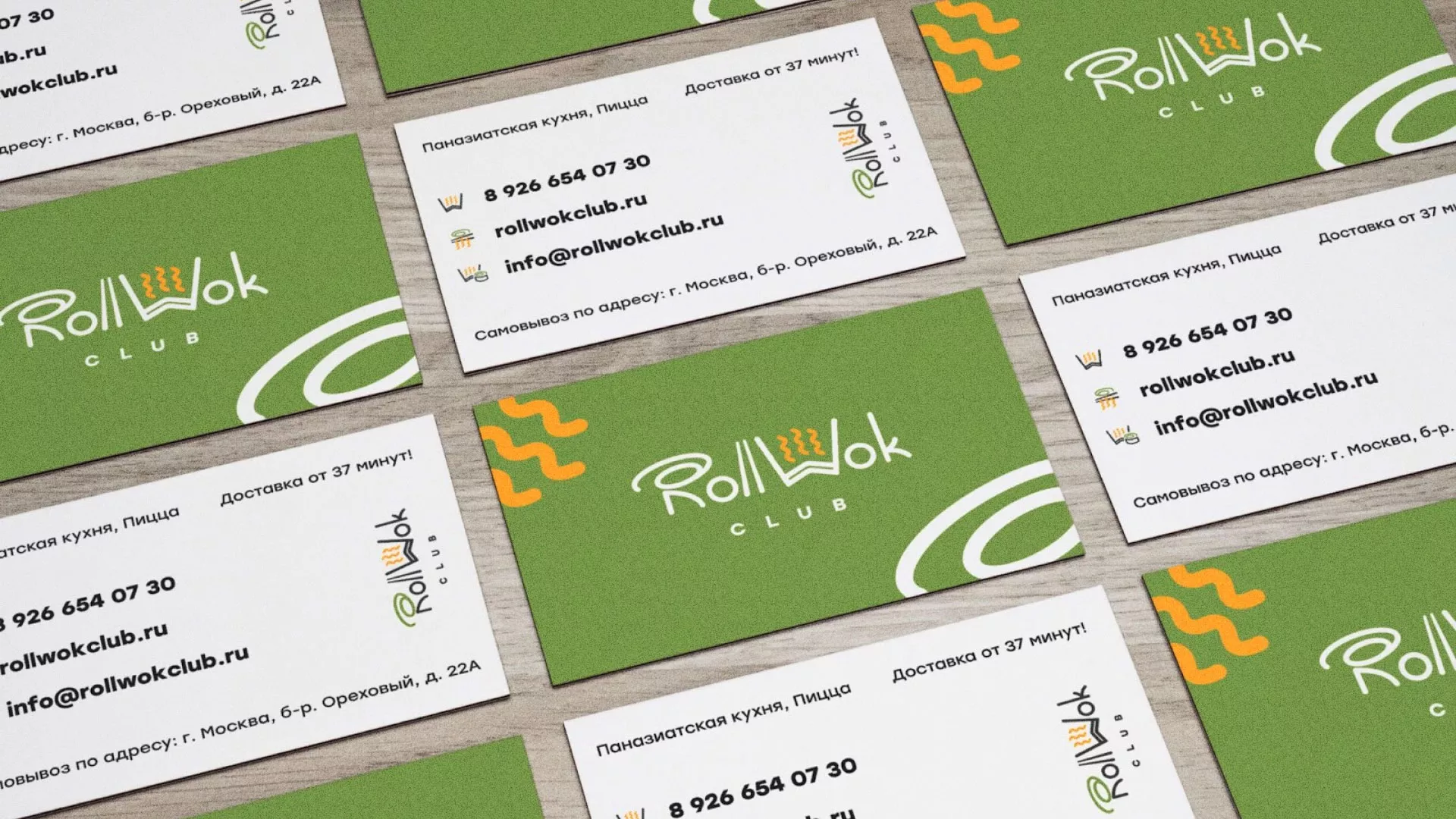 Разработка дизайна визиток суши-бара «Roll Wok Club» в Таганроге
