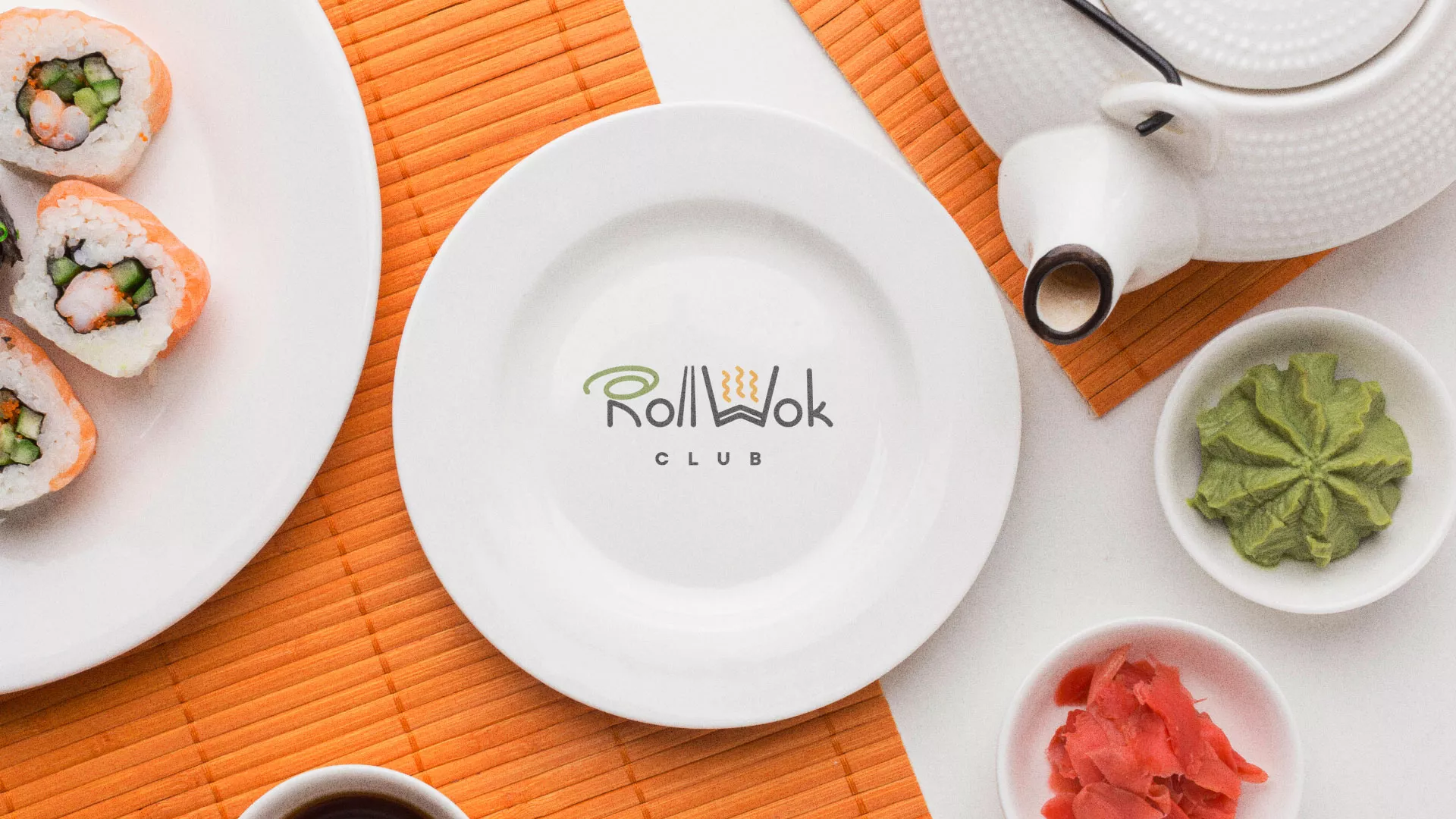 Разработка логотипа и фирменного стиля в Таганроге для суши-бара «Roll Wok Club»